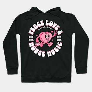 HOUSE MUSIC  - Peace Love Happy Heart (White) Hoodie